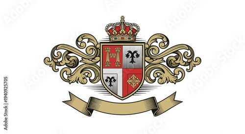 Ornate Heraldic Crest with Crown and Shield 1.