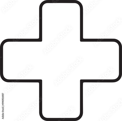Art & Illustration, Medical cross line icon for healthcare and first aid