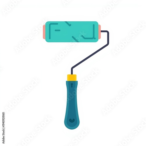 Paint roller tool isolated on white background flat vector illustration