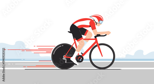 Cyclist Racing Bicycle Speed Motion Blur Road Sport Competition Athlete