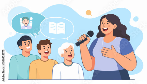 Public Speaking with Diverse Audience Illustration