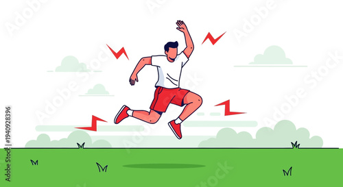 Energetic man running with lightning bolts, representing speed and power