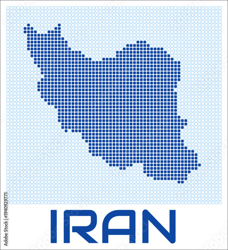 Iran dot map. Dotted shape of the country. Iran boundary dots with title. Vector illustration.