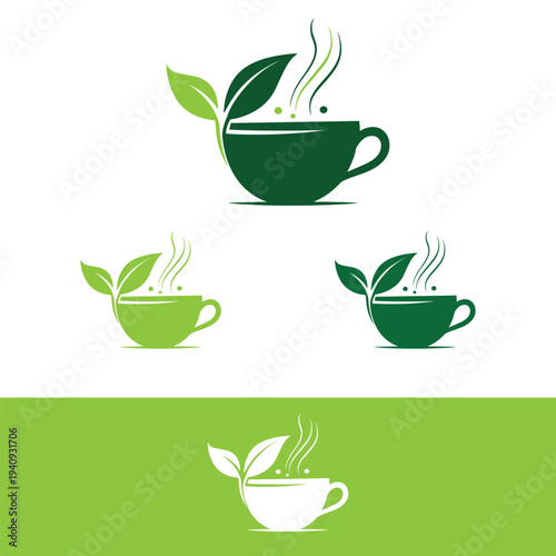 Green Herbal Tea Cup Logo