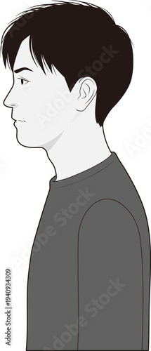 横向きの若い男性