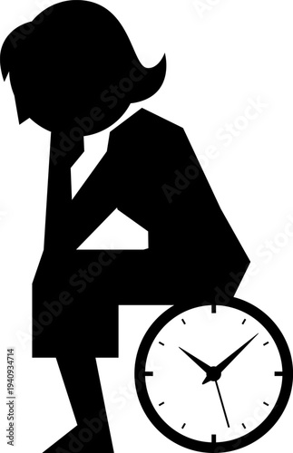 時間について考える女性