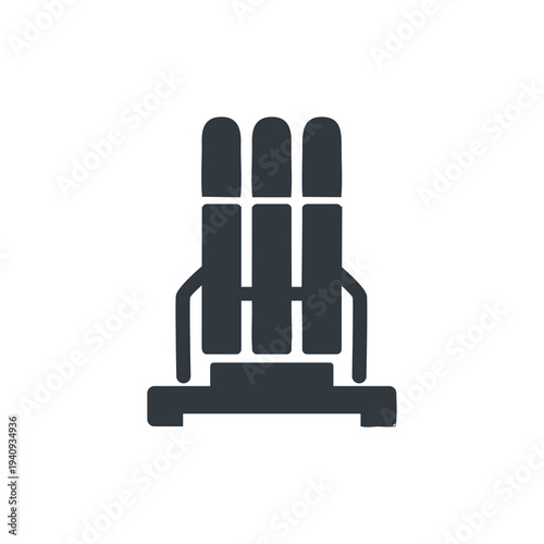 Silhouette icon of THAAD interceptor missile representing Terminal High Altitude Area Defense system technology used for ballistic missile defense.