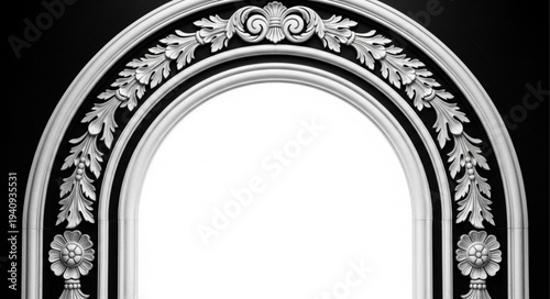 Ornate Archway with Decorative Leafy Garland and Rosettes.