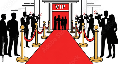 Red carpet event with VIP entrance and paparazzi.