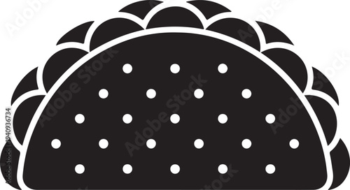 Black and white of a taco with white dots food mexican