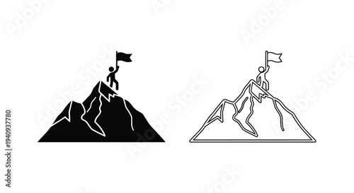 Climbing mountain peak success Vector