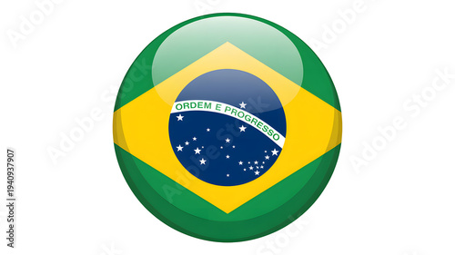 Vibrant Brazilian flag emblem with Ordem e Progresso motto