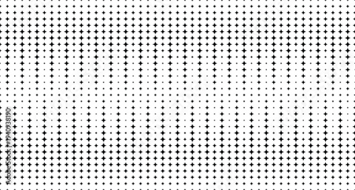 Abstract Black Sparkle Dot Grid Halftone Pattern on White Background – Minimal Geometric Polka Dot Texture with Gradient Density for Modern Design, Print, Wallpaper, and Digital Background