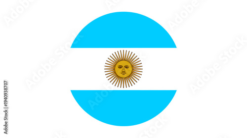 Argentine flag waving in the wind with sun symbol