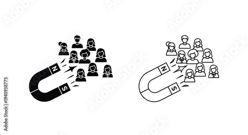 Magnetic attraction people to business success Vector