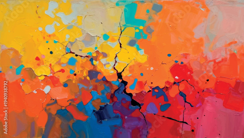 Vibrant Abstract Cracked Paint Texture Background