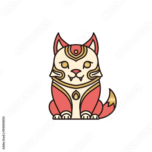 Lucky Cat Maneki Neko Illustration Japanese Fortune Symbol Cartoon Mascot