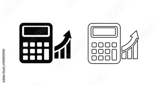 Calculators with growth charts and arrows Vector