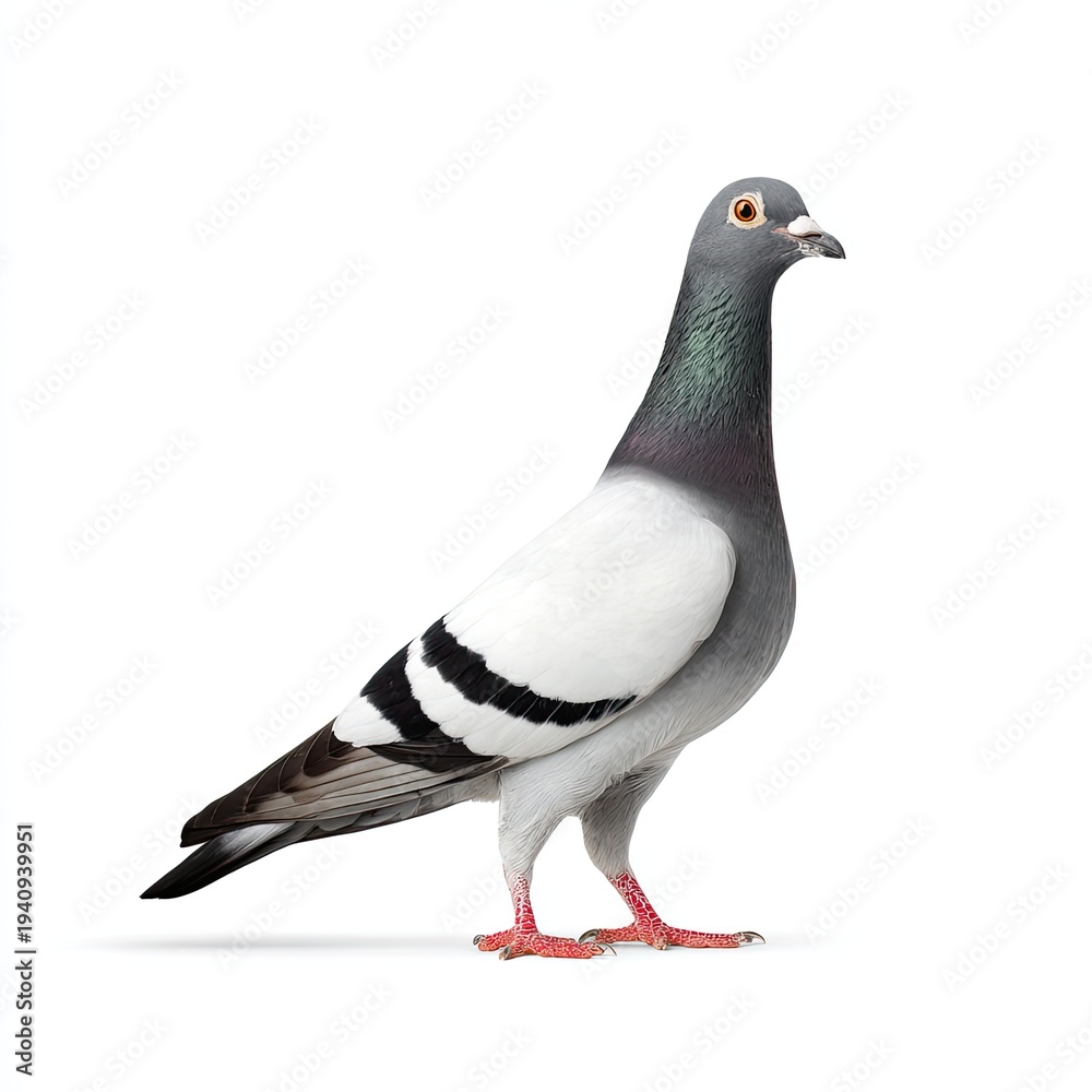 Fototapeta premium Pigeon standing isolated on white background