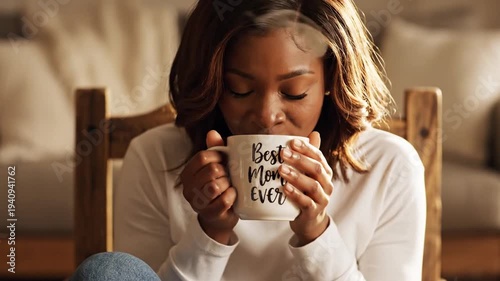Happy Black Woman Holding 