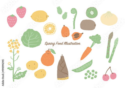 Photos Spring Vegetables and Fruits Clipart Set – Hand Drawn Food Icons