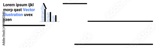Business analysis, data trends, progress tracking, financial growth, economic performance, information presentation. Bar graph with arrow indicating increase. Business analysis and data trends