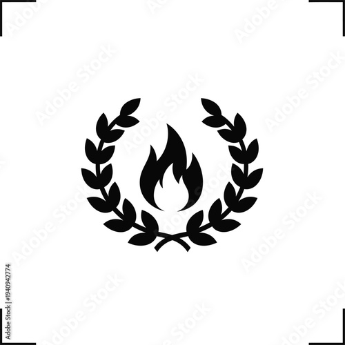 Memorial day tribute flame laurel wreath symbol