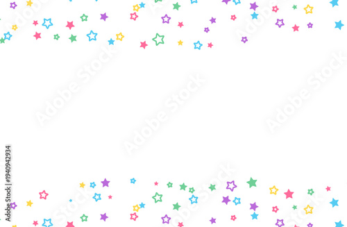 カラフルな星が散らばるポップでかわいい装飾背景　フレーム