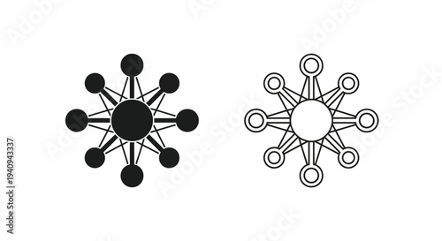Black and white molecular structure icons Vector