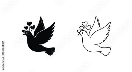 Dove love hearts symbol peace Vector