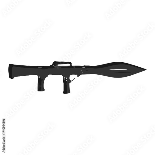 Silhouette of a heavy rocket launcher or RPG, perfect for anti-tank and heavy destruction military visuals.