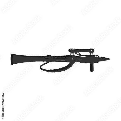Silhouette of a recoilless rifle or anti-armor weapon, ideal for battlefield vehicle defense graphics.
