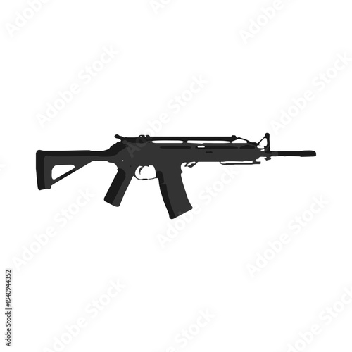 Silhouette of a tactical carbine rifle, perfect for special operations, elite forces, and modern warfare designs.