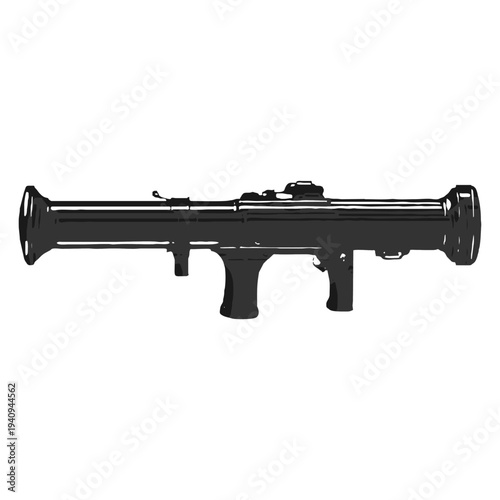 Silhouette of a portable anti-tank missile launcher, ideal for heavy battlefield support and armor defense.