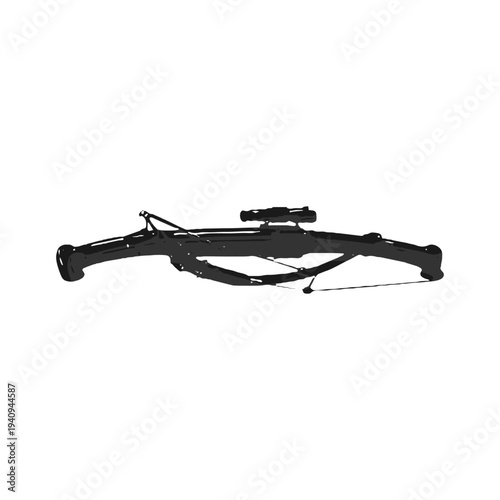 Silhouette of a tactical crossbow, perfect for stealth operations, hunting, and silent weapon mission designs.