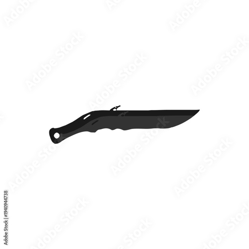 Silhouette of a fixed blade tactical knife, ideal for survival, close combat, and outdoor military gear themes.