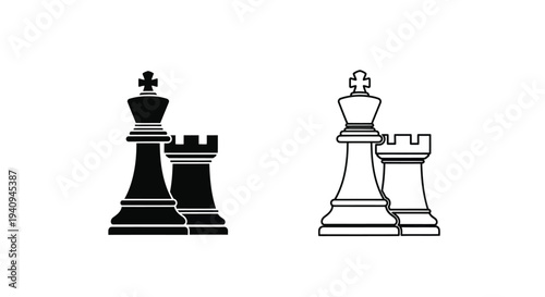 Chess pieces king and rook strategic game Vector