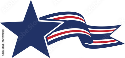 Memorial day tribute with patriotic star and ribbon emblem