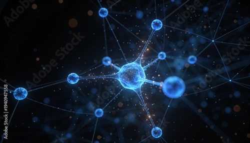 Wallpaper Mural Molecule network connection science background blue energy glow digital art futuristic abstract molecular structure cluster node dynamic technology design pattern particle motion data visualization Torontodigital.ca
