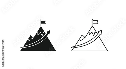 Mountain flags success achievement Vector