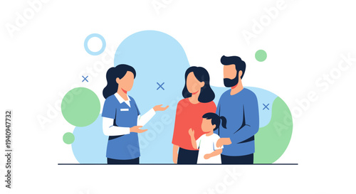 Family consulting with a professional, healthcare, or service provider