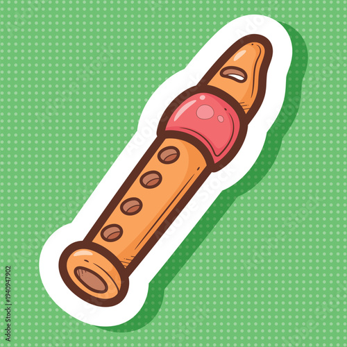 Flute Musical Instrument Sticker Vector Art