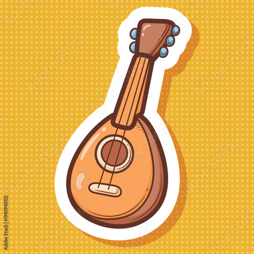 Cartoon Mandolin Musical Instrument Vector Illustration