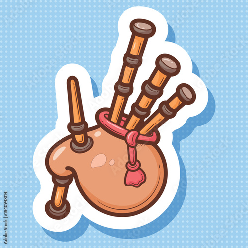 Cartoon Bagpipes Sticker Vector Art