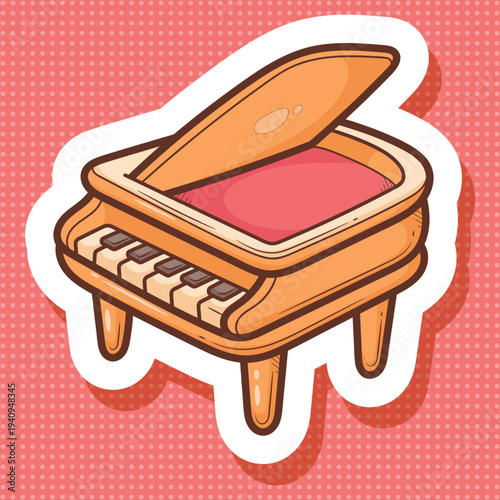 Cartoon Grand Piano Sticker Vector Art