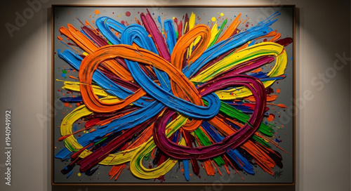 Vibrant Abstract Painting with Infinity Symbol.