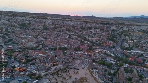 Wallpaper Mural Aerial hyperlapse of town of Goreme at sunset in Cappadocia, Turkey Torontodigital.ca