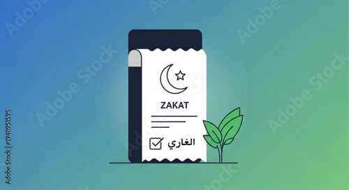 Zakat donation Islamic charity concept illustration.