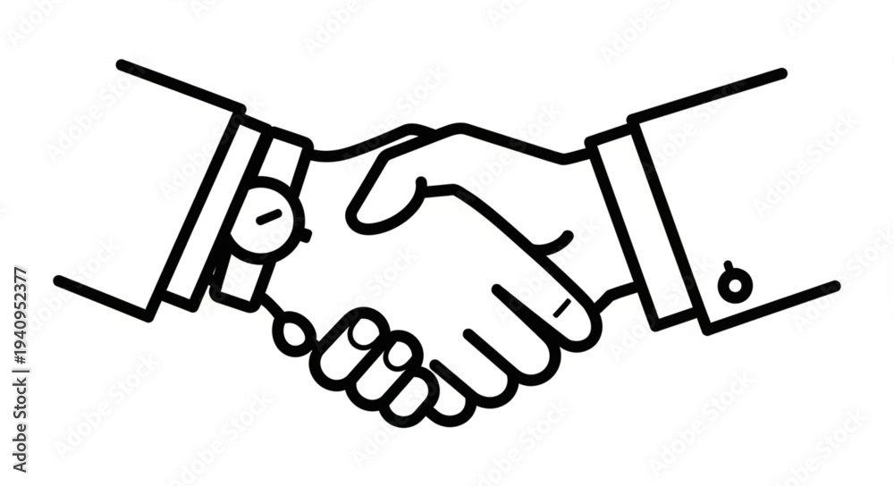 Fototapeta premium Two hands shaking in agreement illustration.