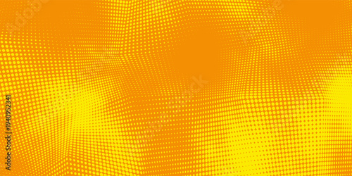 Abstract futuristic halftone pattern. Comic background. Design element for web banners, posters, cards, wallpapers, sites. Dotted backdrop with circles, dots, point large scale. Yellow, orange color